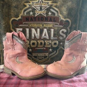 Pink Glitter Star Cowboy Boots